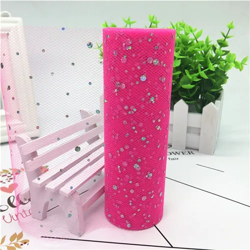 14-hot pink 15 см(9,2 м/рулон) тюль рулон ткани блестки Свадьба Сад Вечеринка юбка-пачка стол стул DIY украшения детский душ - Цвет: 14-hot pink
