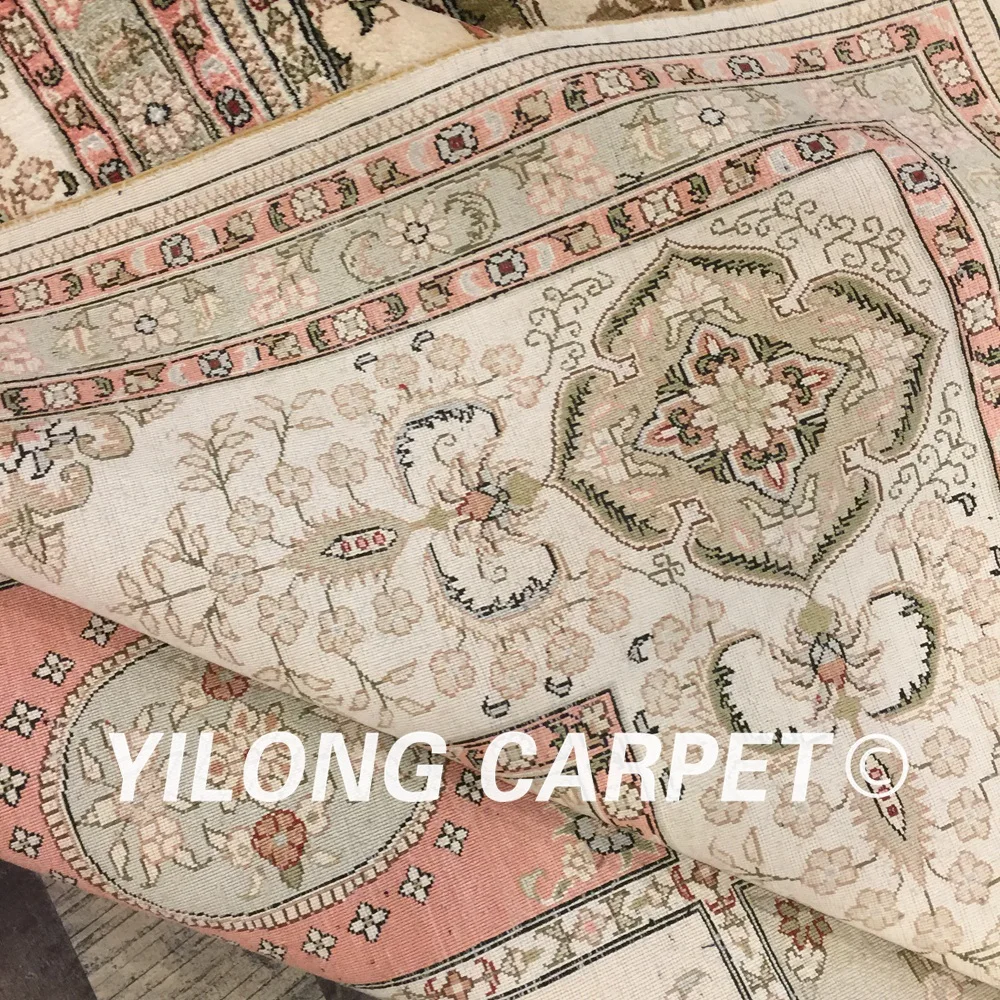 Yilong 8'x10' ручной работы персидский шелковый ковер четыре сезона сад сцена