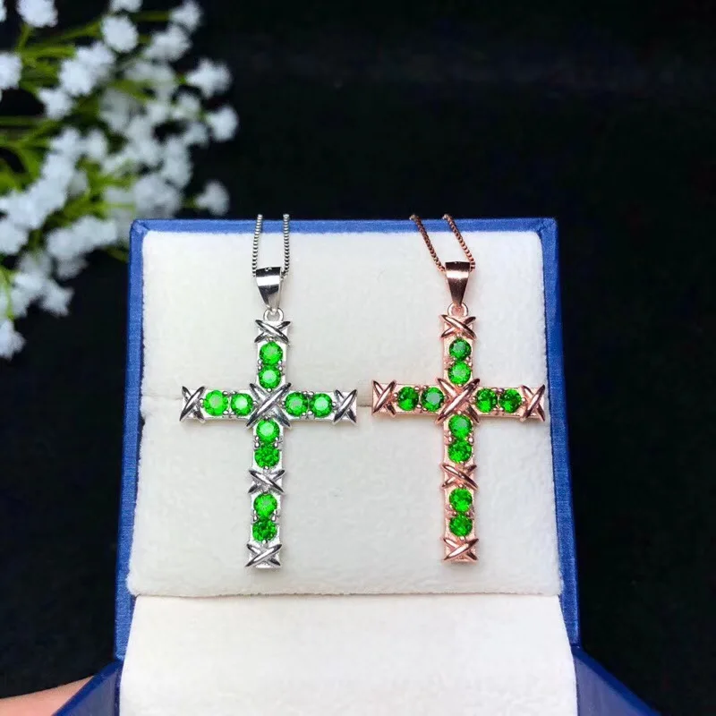 Натуральное ожерелье из диопсида популярные вечерние ювелирные изделия 925