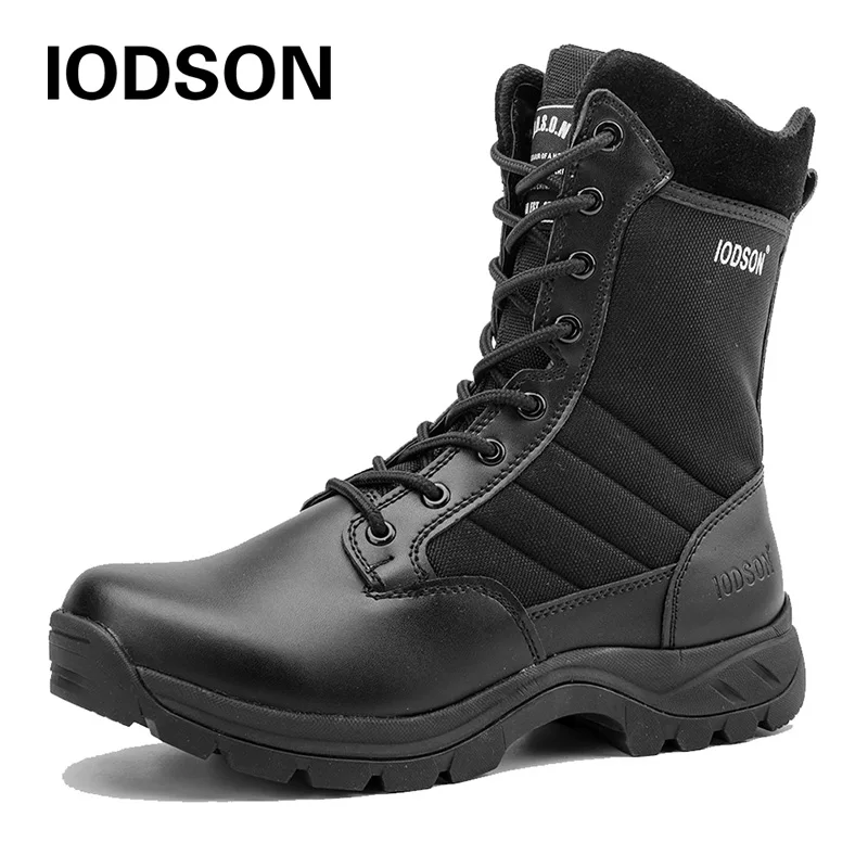 Модные мужские военные ботинки черные армейские тактические тренировочная