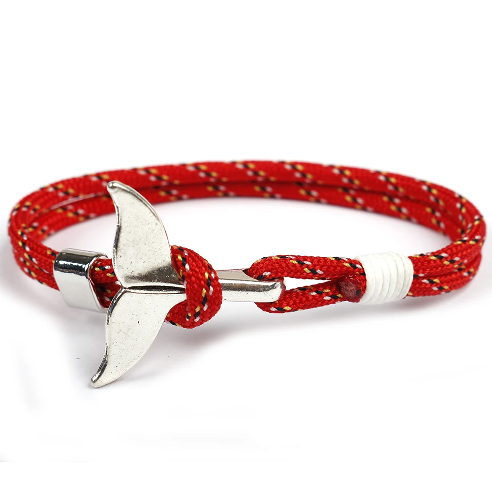 

2018 New Fashion Whale Tail Bracelets Men and Woman Charm Chain 550 Paracord Bracelet Jewelry Male Wrap Anchor Metal Sport