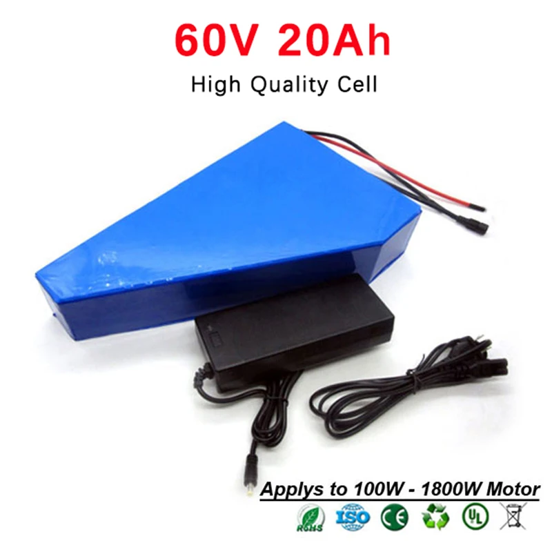 60V 20Ah 1000W электрический велосипед батарея E скутер Треугольник комплект литий