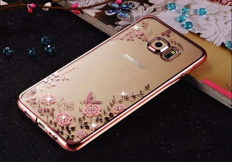 Блестящий со стразами однотонный чехол для Samsung S8 S9 A8 A6 J4 J6 плюс A7 чехол из силикона и термополиуретана Fundas для Note 9 8 J3 J5 J7 A5 A3 S7 S6