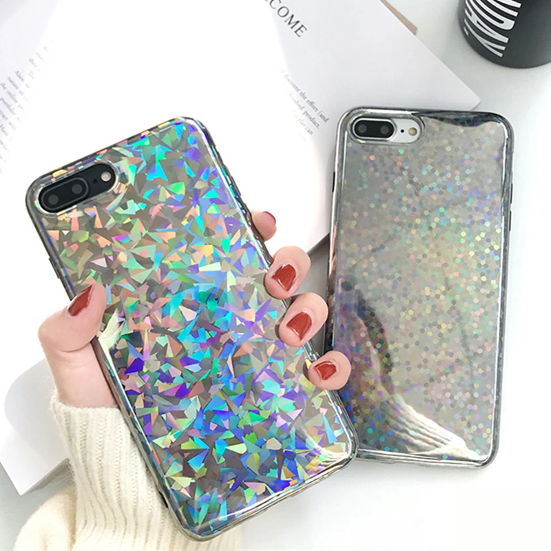 Роскошный Радужный блестящий чехол для телефона iPhone 5 5S SE 6S 7 8 Plus X Cool Laser Colorful Shining