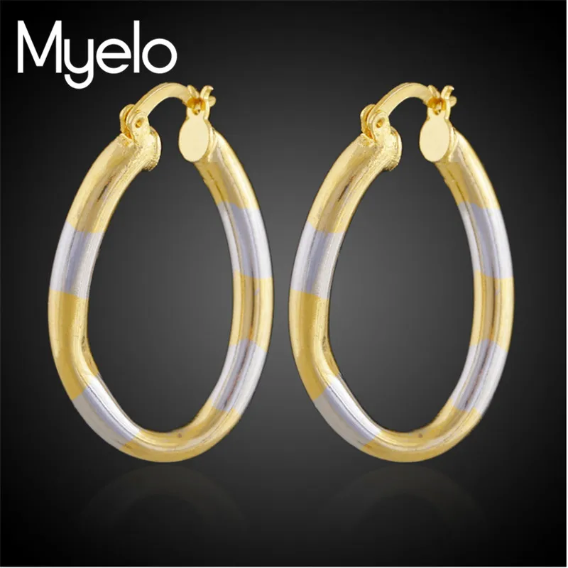 Myelo Новый Модные украшения ОВАЛЬНЫЙ Хооп Серьги золотые и серебряные Цвет Винтаж