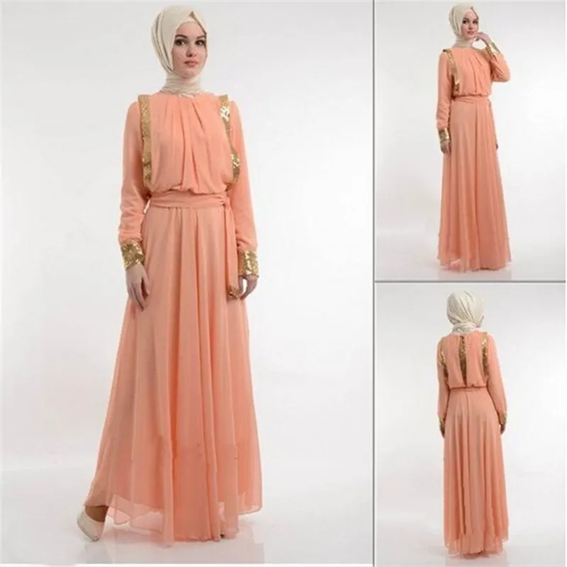 Поддельные 2 шт. турецкие мусульманские платья повседневные женские длинные