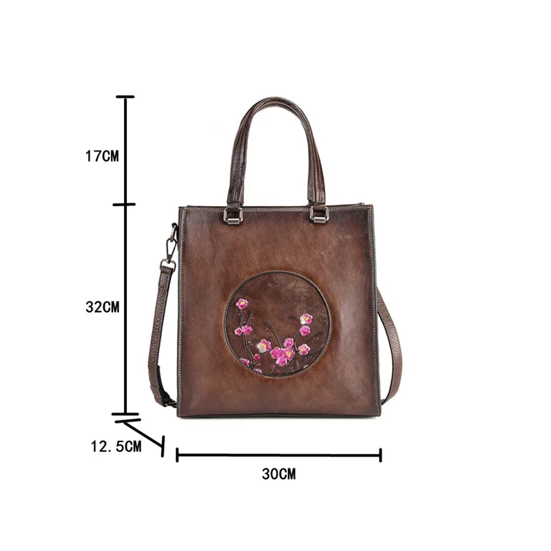 Сумка-мессенджер из натуральной воловьей кожи женская сумка на плечо с цветочным