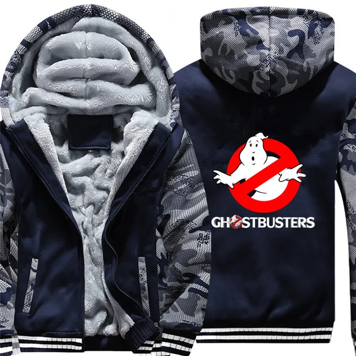 Ghostbusters Hoodie Winter Casual Super Warm Coat Thicken Warm Zipper Hooded Casual Sweatshirts for winter