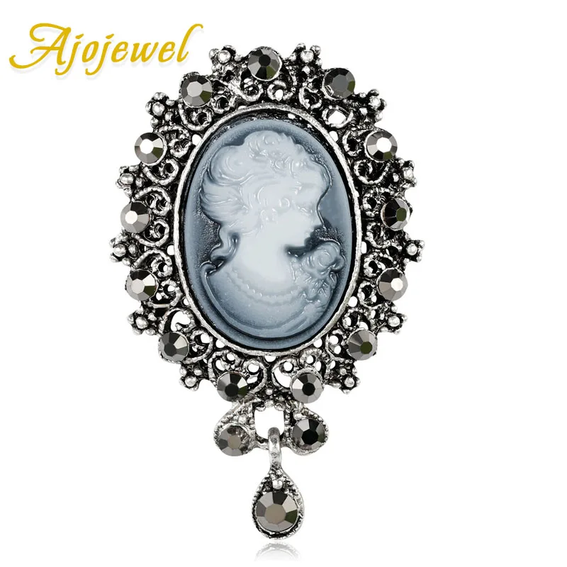 Ajojewel винтажные Стразы Броши для женщин Девичья Женская Камея ювелирные изделия