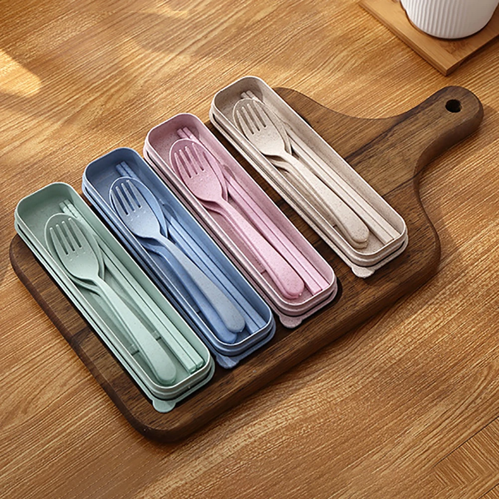 3 шт./компл. Портативные Кухонные столовые приборы палочки для еды Ложка столовая