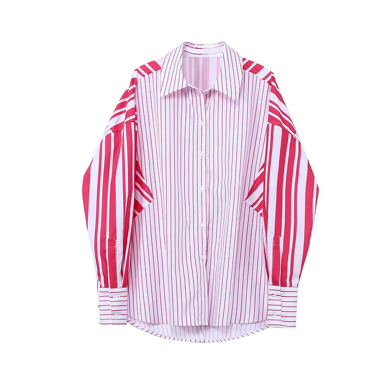 Summer New Striped Shirt Women Cotton Europe Fashion Blouses and Tops Female Long-sleeved Casual Women Clothing