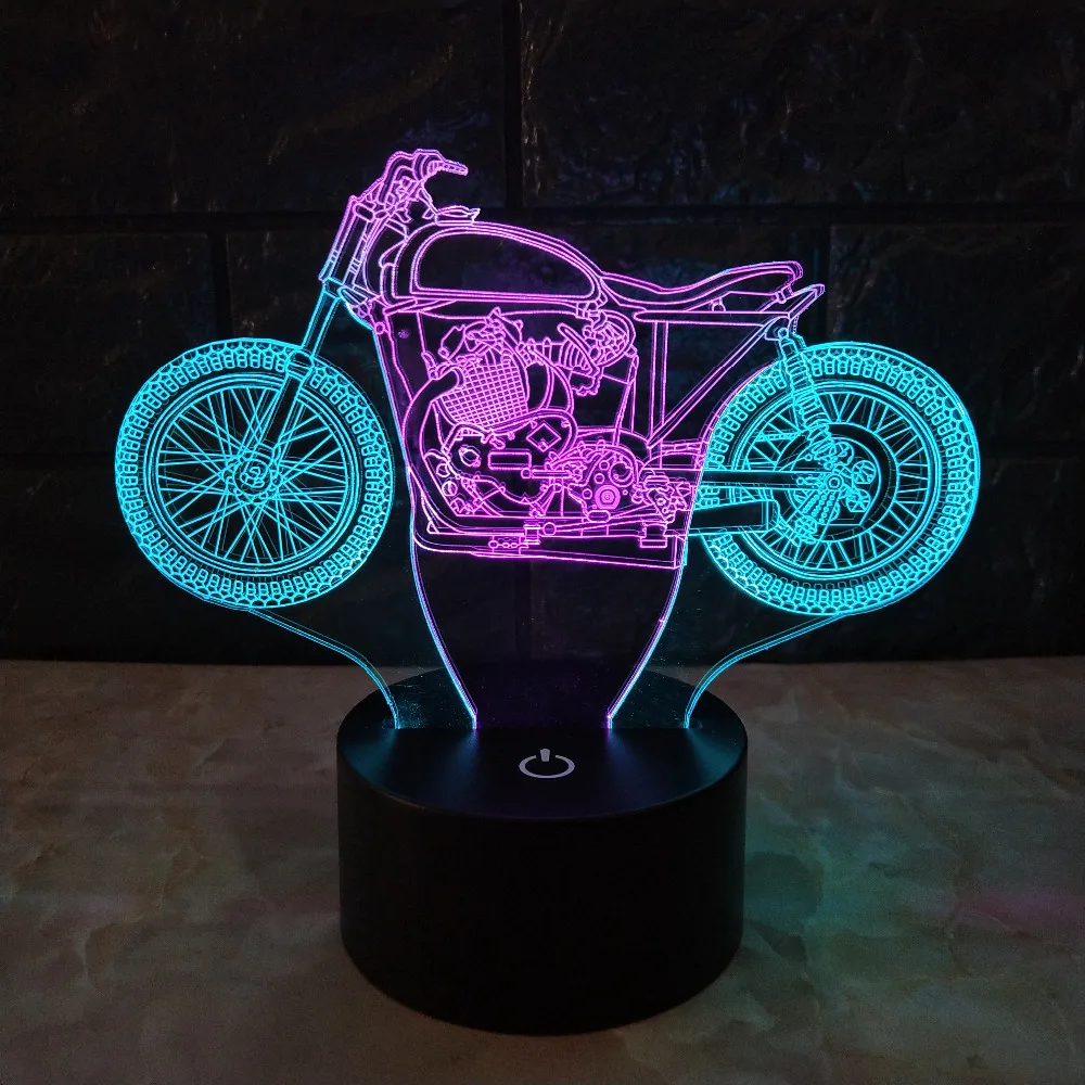 Amroe 3D Luminaria мотоцикл смешанный цвет светодиодный ночник сенсорный RGB 7 цветов