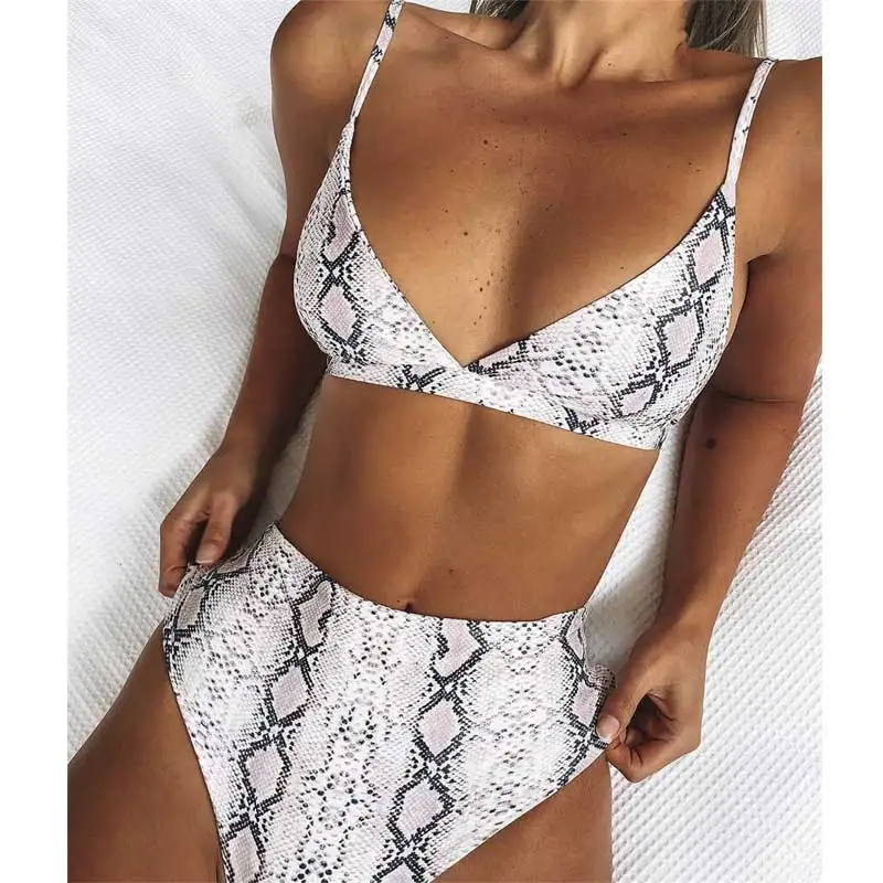 Женский купальник бикини со змеей Раздельный пуш ап с высокой талией
