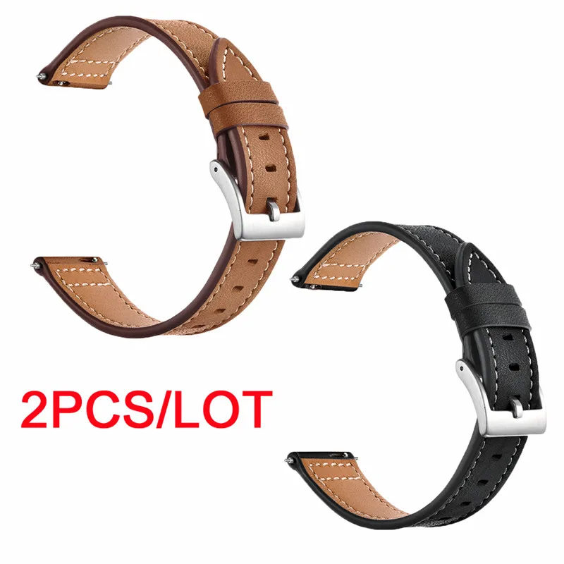 2PCS Для Xiaomi Mijia, кварцевые часы, кожаный ремешок, amazfit bit band, спортивные Смарт-часы,, мужские и женские часы, 20 мм ширина, ZZQing - Цвет: 2PCS