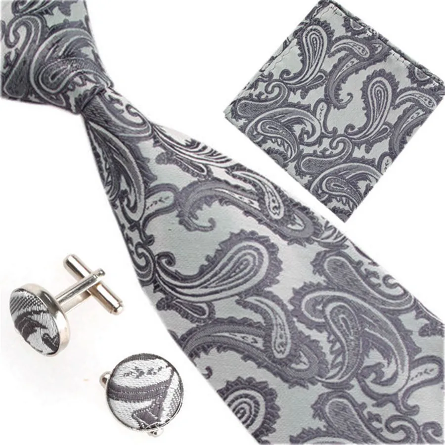 Мужские галстуки желтый Пейсли шёлк жаккард галстук Hanky запонки набор мужской