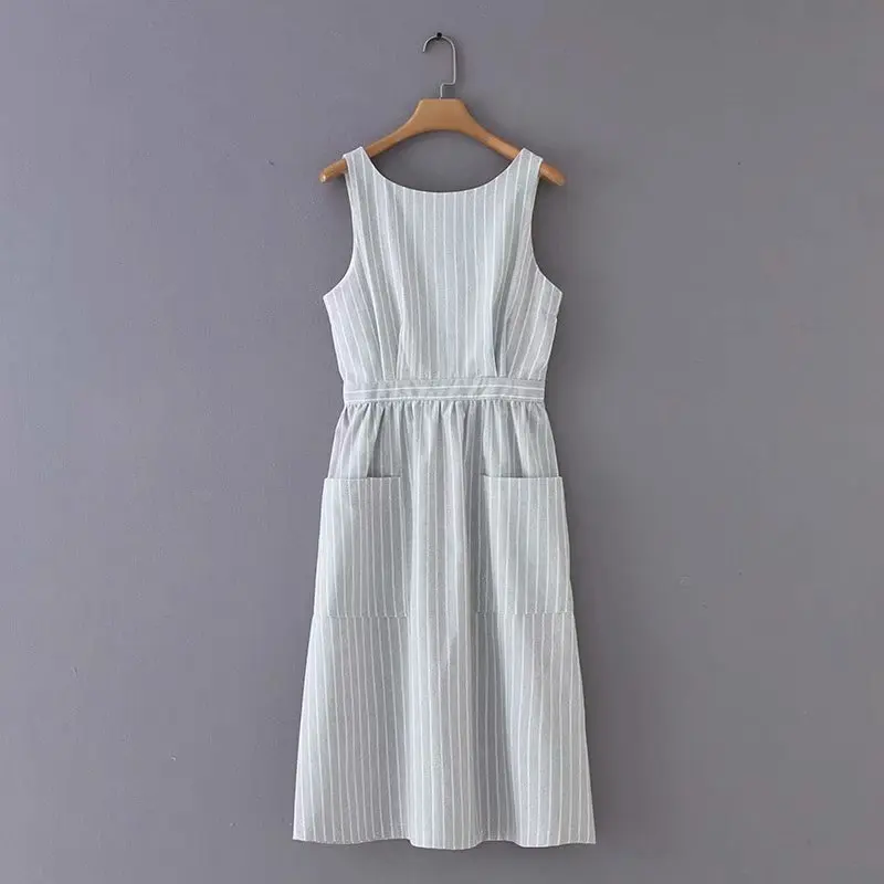 TB48-19115 European and American fashion striped back dress