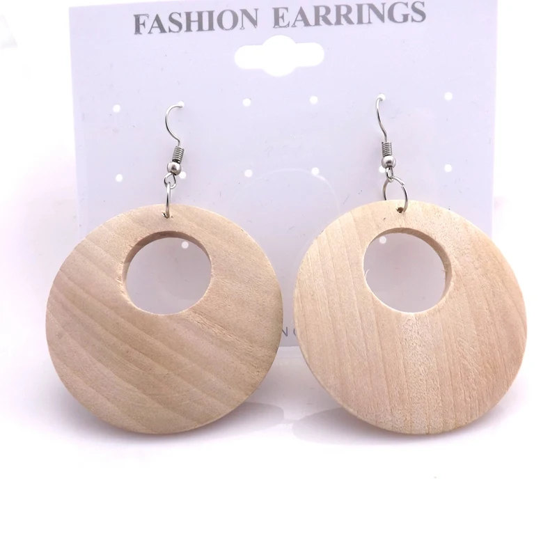 

Free Shipping 40mm Original Color Round Shape Drop Earrings For Painting 12 Pairs/lot
