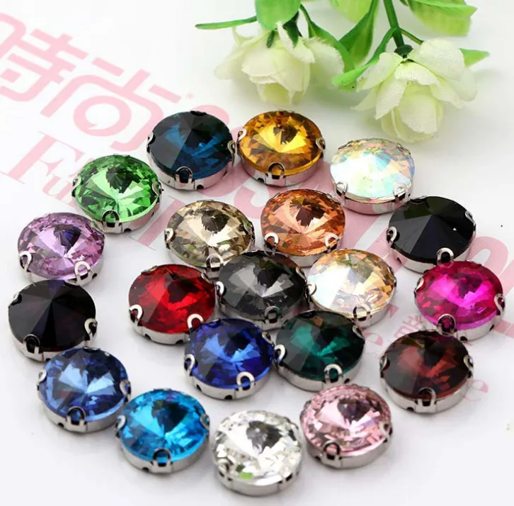 20 штук Спутниковое форма Стекло Цвет граненый круглые драгоценности 12 мм обувь hat