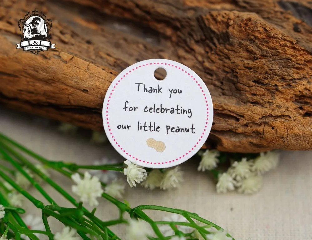 200 pcs 3.5cm round kraft/white paper label thank you tags Holiday product gift Label customization | Дом и сад