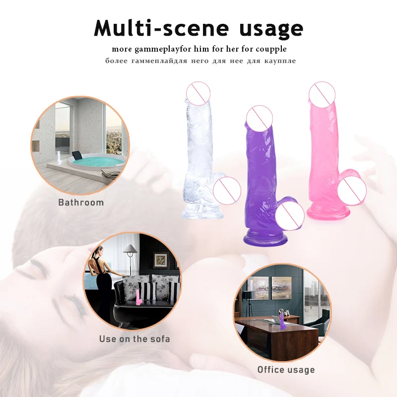 3 цвета реалистичный Кристальный желе фаллоимитатор для женской мастурбации с
