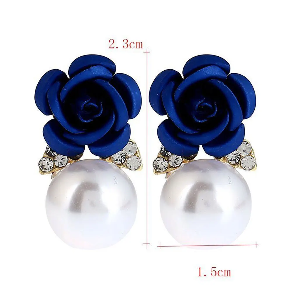1 пара модные жемчужные серьги с розовым цветком Кристальные из горного хрусталя