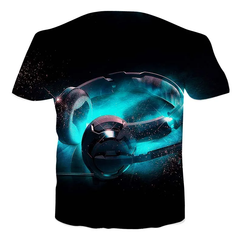 Cool Headphone 3d T Shirt Plus Size Men Women Summer T-shirts Funny Streetwear Brand Clothing Short Sleeve Unisex Tops Dropship | Мужская