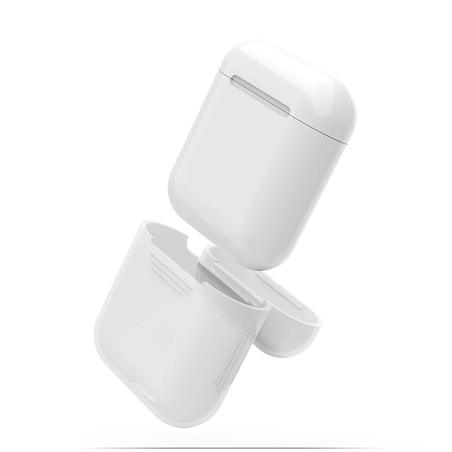 Чехол для Apple AirPods силиконовый синего цвета ударопрочный протектор + шнур ремня