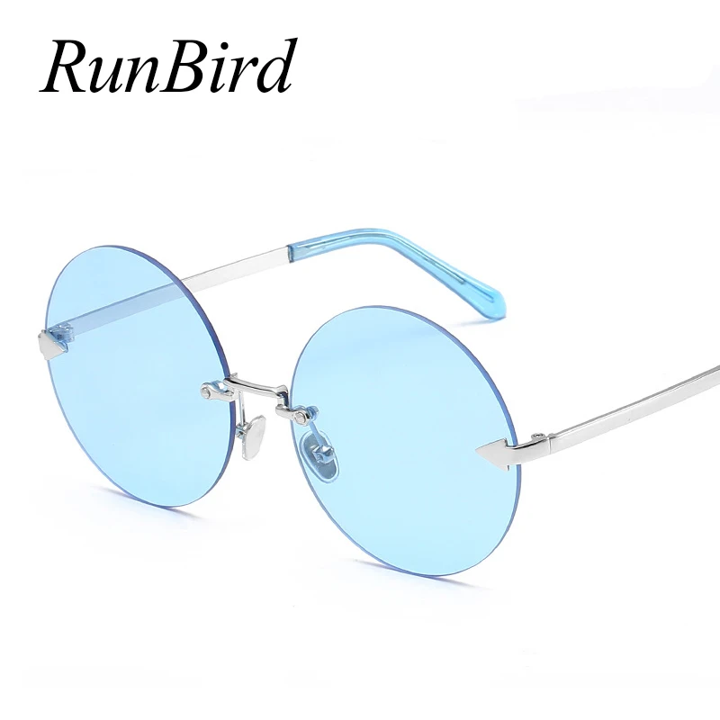 RunBird Ретро стиль Круглый без оправы солнцезащитные очки для женщин супер