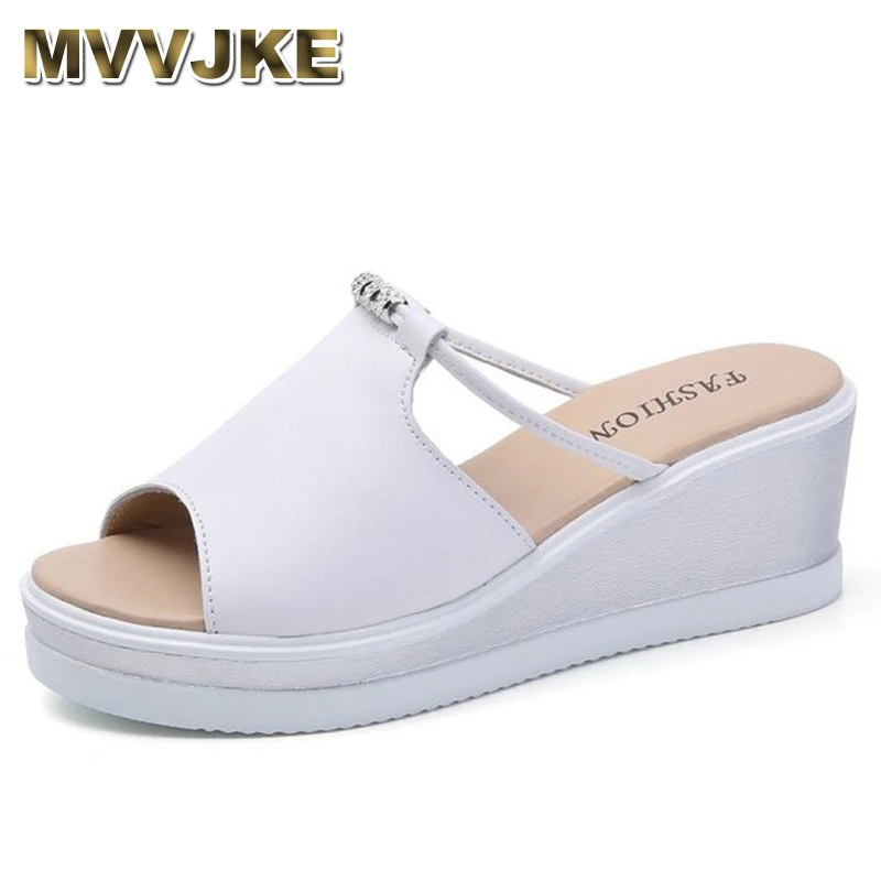 

Женские сандалии-гладиаторы MVVJKE, летние сандалии из натуральной кожи на танкетке, с открытым носком, 2018