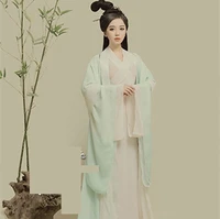 si zhu miss the bamboo light green simple elegant fairy costume folk dance costume thematic photography hanfu