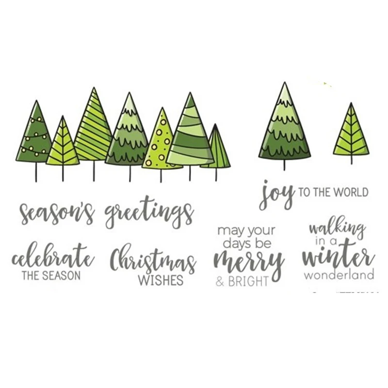 Рождественская елка лес прозрачный силиконовый штамп/печать для сделай сам