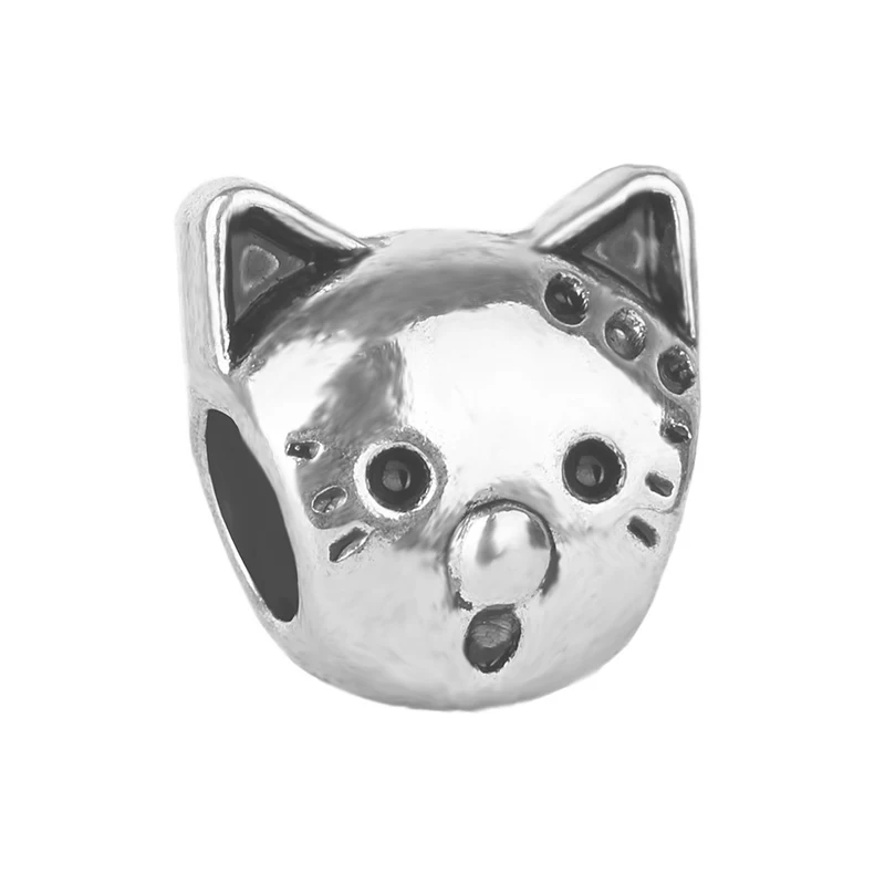 Naughty cat Sonykifa 2 шт./лот, горячая Распродажа, милые бусины в виде животных, очаровательные бусины, подходят к оригинальному браслету Pandora, ожерелье, подлинные ювелирные изделия - Цвет: Naughty cat