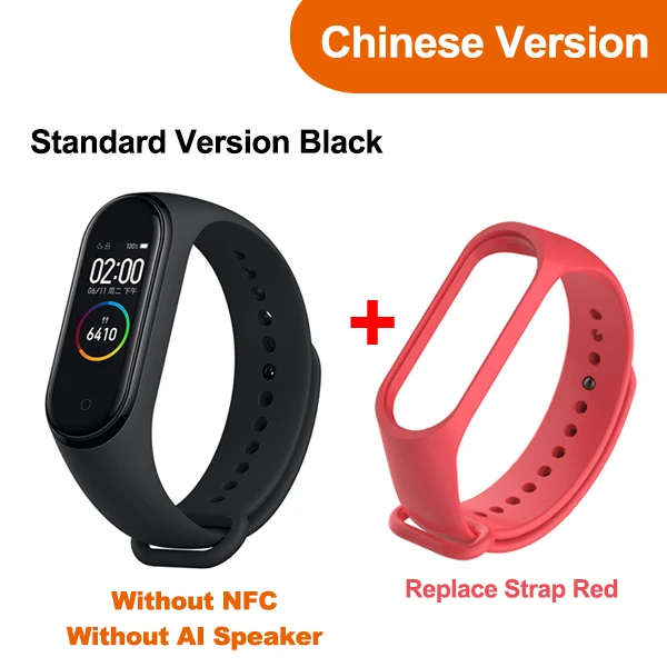 Add Red Strap Original Newest Xiaomi Mi Band 4 Smart Miband 4 Bracelet Heart Rate Fitness AMOLED Color Screen Bluetooth 5.0 - Цвет: Add Red Strap