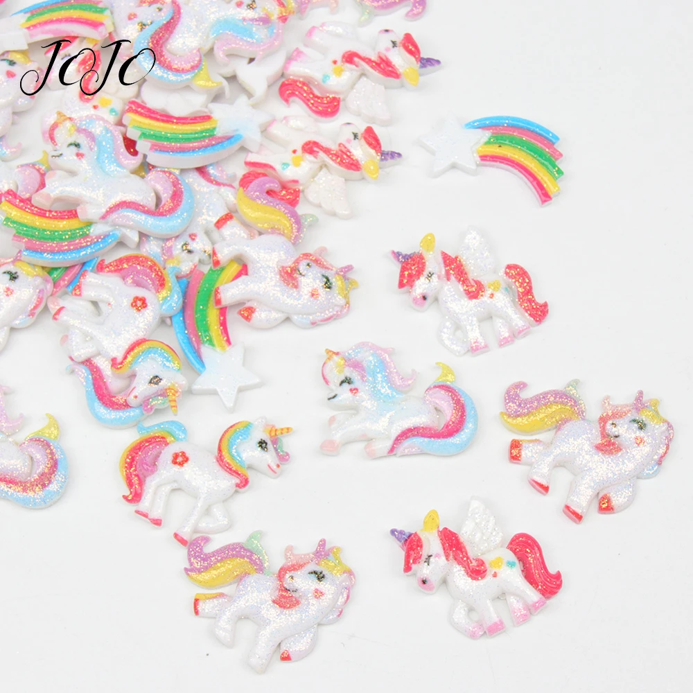 JOJO Луки 10 шт. DIY ремесло принадлежности Единорог блеск плоское украшение из смолы аксессуары для ремесел чехол для телефона наклейки украшение для головных уборов