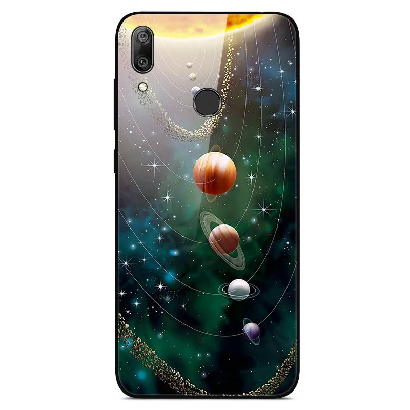 3 Y7 2019 Чехол для телефона s для huawei Y7, жесткая задняя крышка из закаленного стекла для huawei Y7, чехол Y 7, мягкий бампер, художественный чехол 6,26 - Цвет: 3 Y7 2019