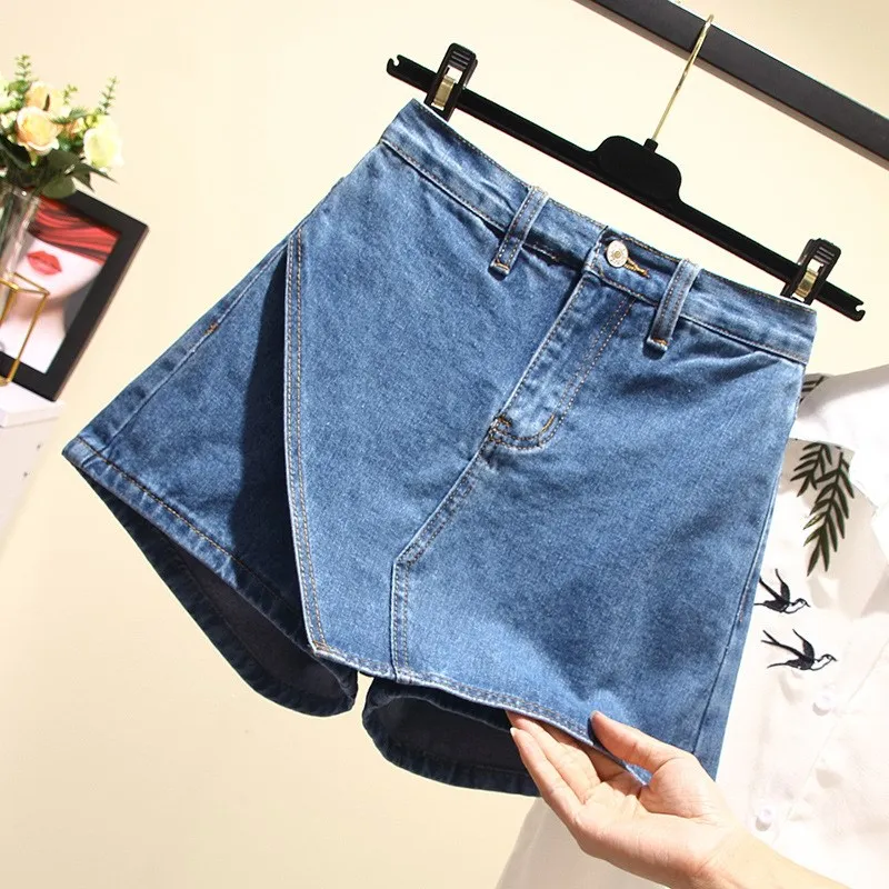 Женские свободные шорты джинсы большого размера с высокой талией 2019|Женские