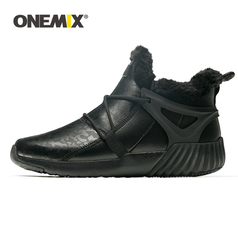 ONEMIX Men Winter Boots Keep Warm Wool Sneakers for Men Waterproof Outdoor Comfortable Men Running Shoes Winter Walking Shoes