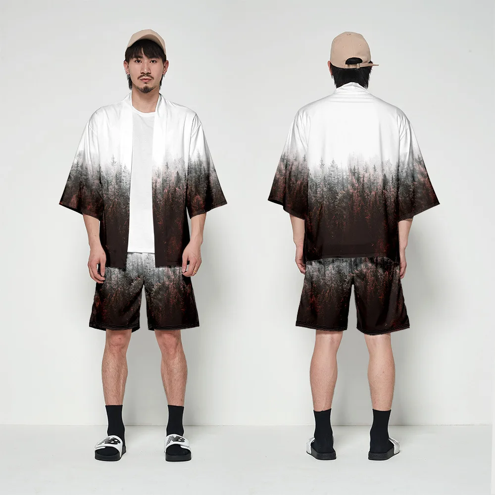 Kimono Cardigan Men Japanese Obi Male Yukata Men's Haori Short Outwear Japanese Samurai Clothing Traditional Japanese Clothing