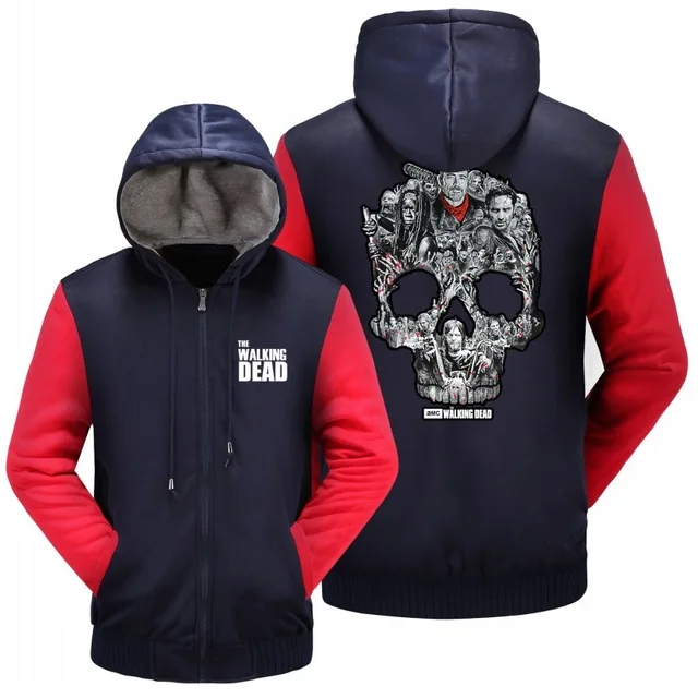 Dropshipping The Walking Dead Negan LUCILLE Rick Grimes Thickening Cotton-Padded Jacket Daryl Dixon Winter Warm Flannel Hoodie | Мужская