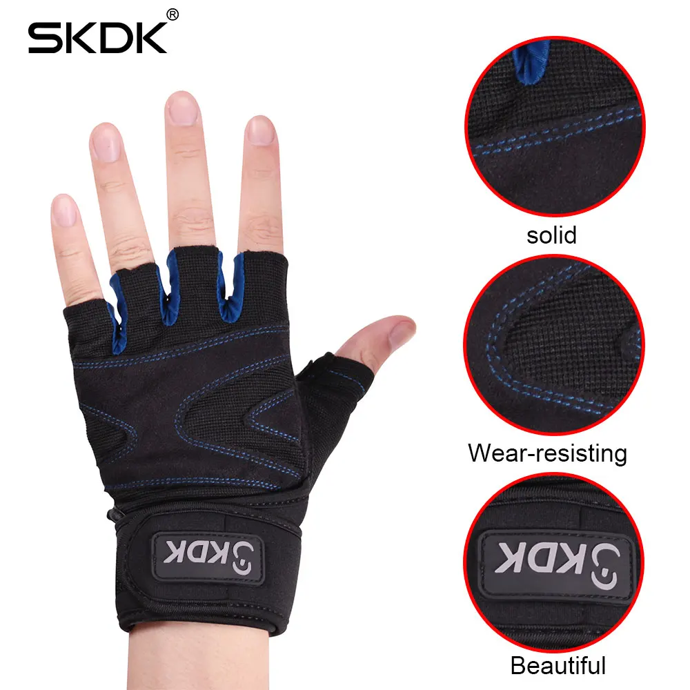 SKDK Перчатки для тренировок в зале Gym Fitness мужские половинчатые женские упражнения с гантелями горизонтальным брусьями защита запястья противоскользящие дышащие