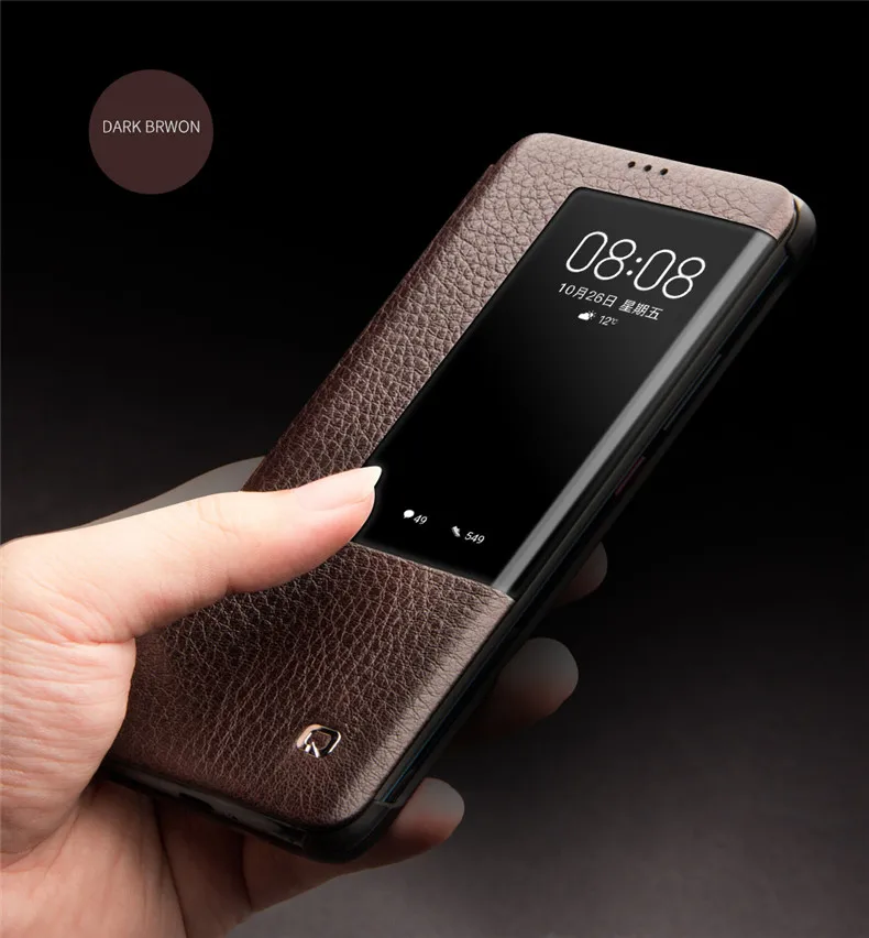 QIALINO Роскошный чехол-книжка из натуральной кожи для huawei mate 20 Pro, Стильный Ультратонкий чехол ручной работы для смартфона mate 20/X