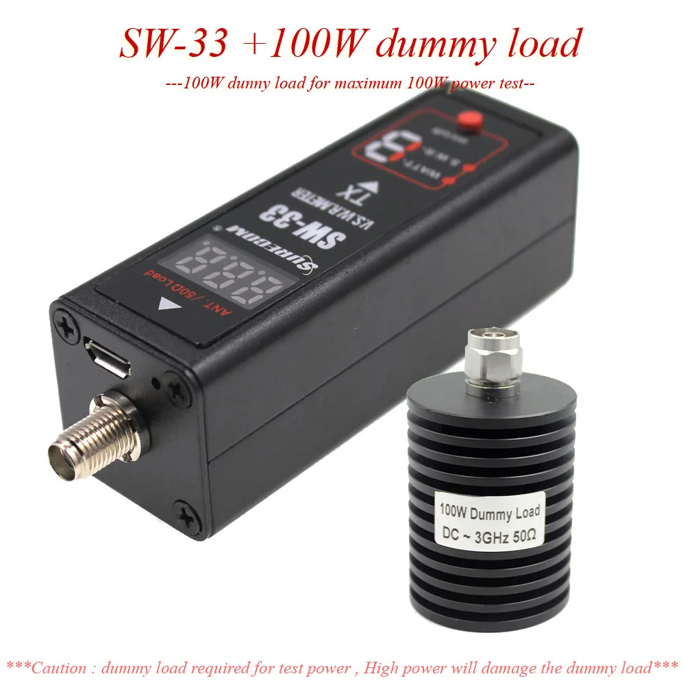 SW33 100W Dummy load Surecom SW33 мини-измеритель мощности и КСВ VHF/UHF 125-525 МГц портативный тестер для ветчины рации - Цвет: SW33 100W Dummy load