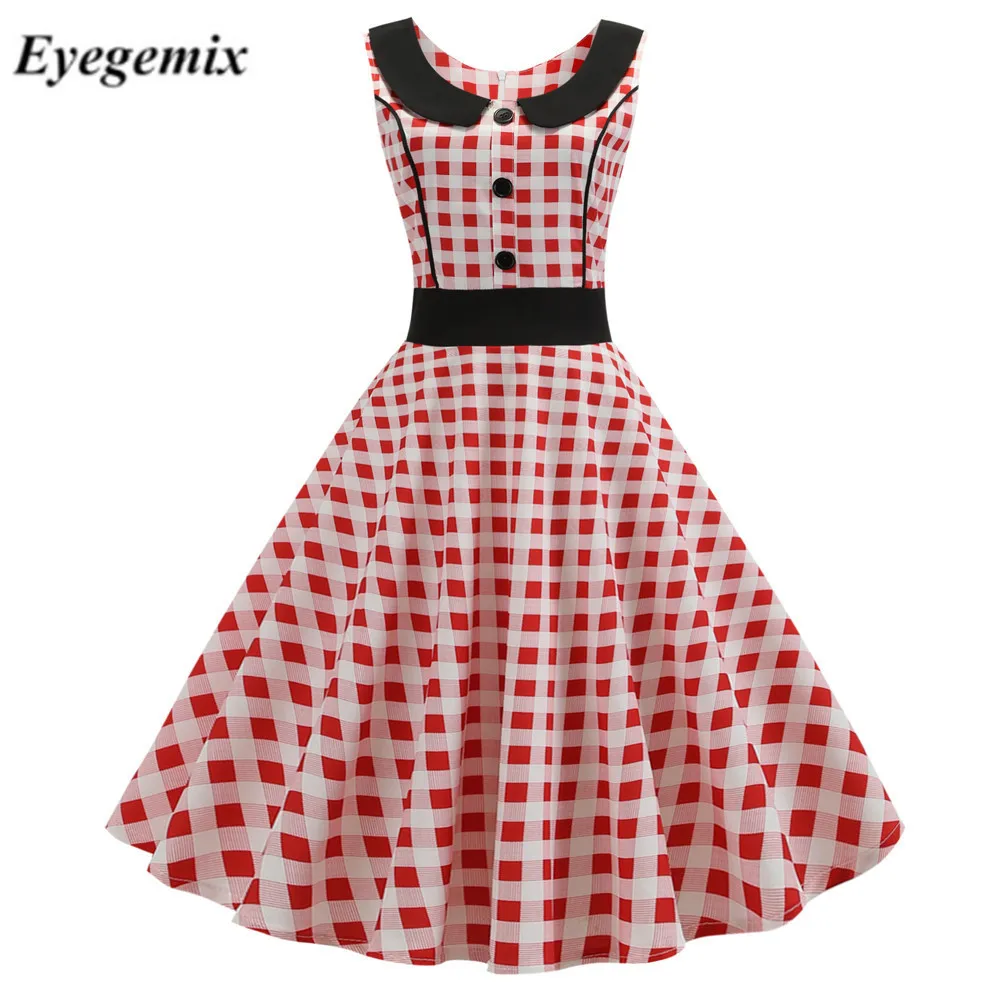 Размера плюс Для женщин платье в горошек с цветочным принтом стиле Питер Пэн Цвет