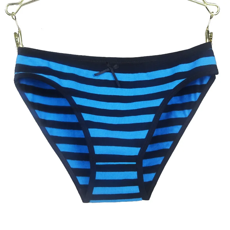 Синий Prettywowgo горячая Распродажа женское нижнее белье новые хлопковые Женские полосатые трусики 6861 - Цвет: Синий