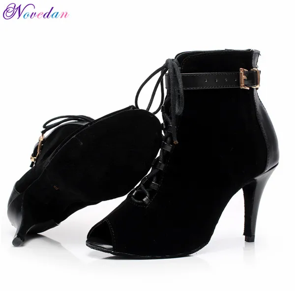 Black 8.5 cm Heel Женские черные ботильоны на высоком каблуке для латинских танцев; пикантная Женская Обувь для бальных танцев, танго, сальсы, кизомбы; Танцевальная обувь - Цвет: Black 8.5 cm Heel