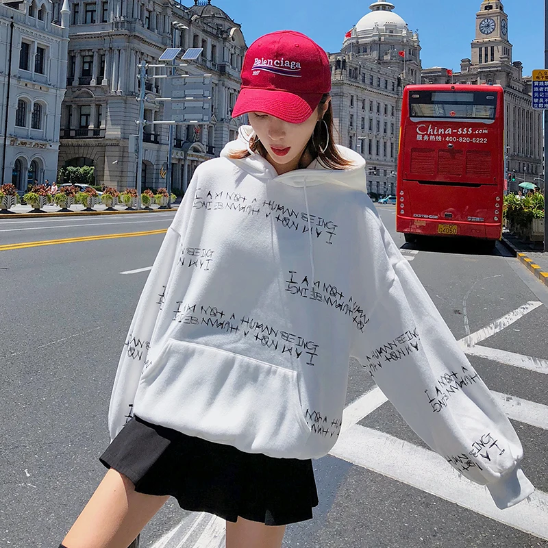 Корейский модный пуловер с капюшоном свитер школьницы Топы Весна Ulzzang