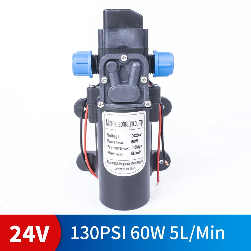DC 24 V 60 W 130PSI 5L/Min водяной мембранный самовсасывающий насос высокого давления сельскохозяйственный Электрический водяной насос Автомойка спрей