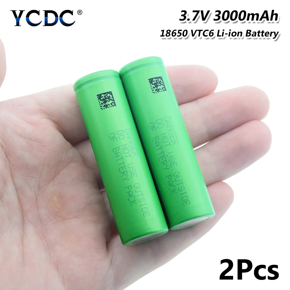2 Pcs US18650VTC6 перезаряжаемый Li-Po литий-полимерный аккумулятор 30A высокий расход 3000 мАч VTC6 18650 батареи для Vape игрушечный фонарик - Цвет: 2 Pcs