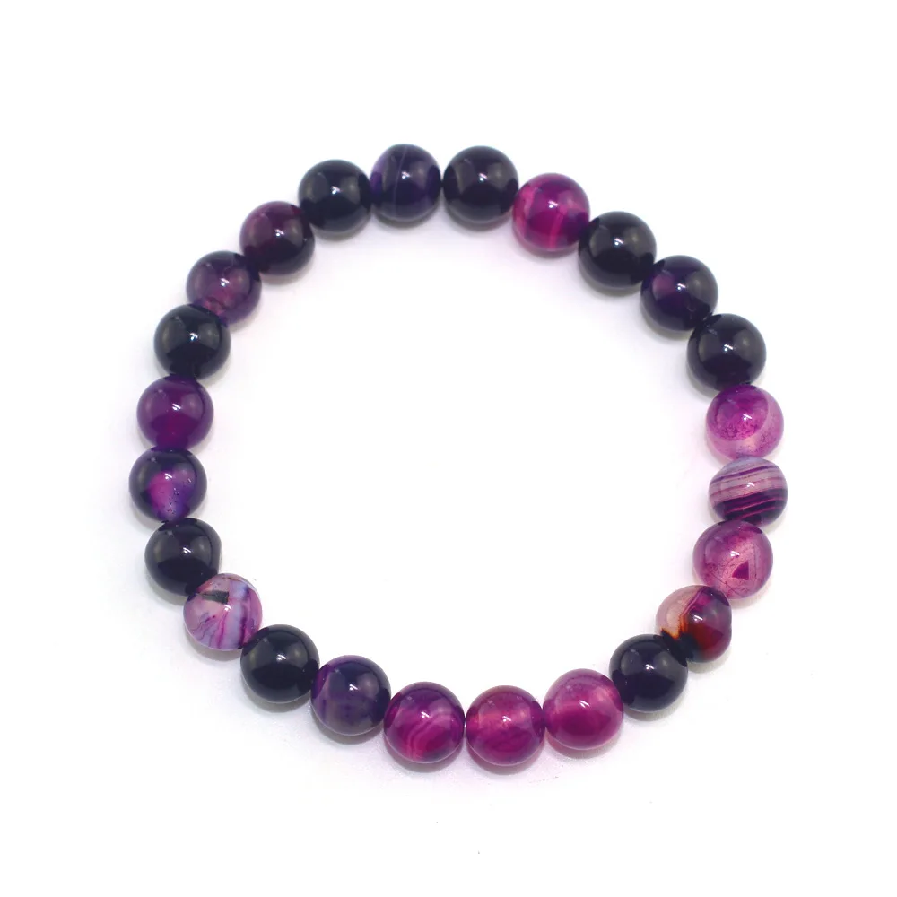 Браслет с фиолетовыми бусинами 8 мм|Браслеты шармами| |