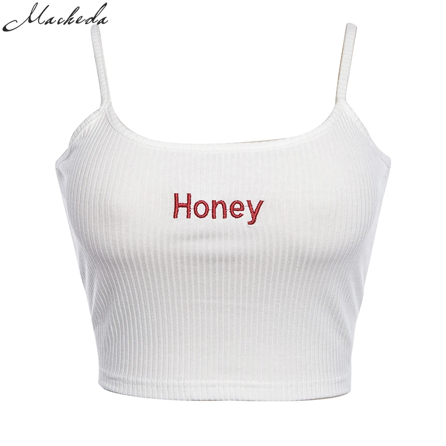 Nibber новые модные женские топы с красно-белым буквенным принтом "honey", сексуальный Повседневный Топ без рукавов с кроше
